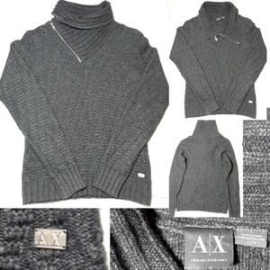 Armani Exchange AX Chunky Zip/Button Neck Sweater